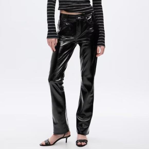 GAP Mid Rise Vegan Patent Leather Baby Boot Pants - Picture 1 of 4